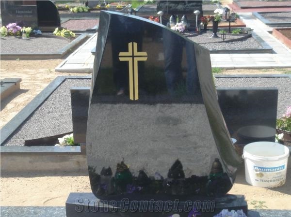 Emerald Black Granite Headstone Norway