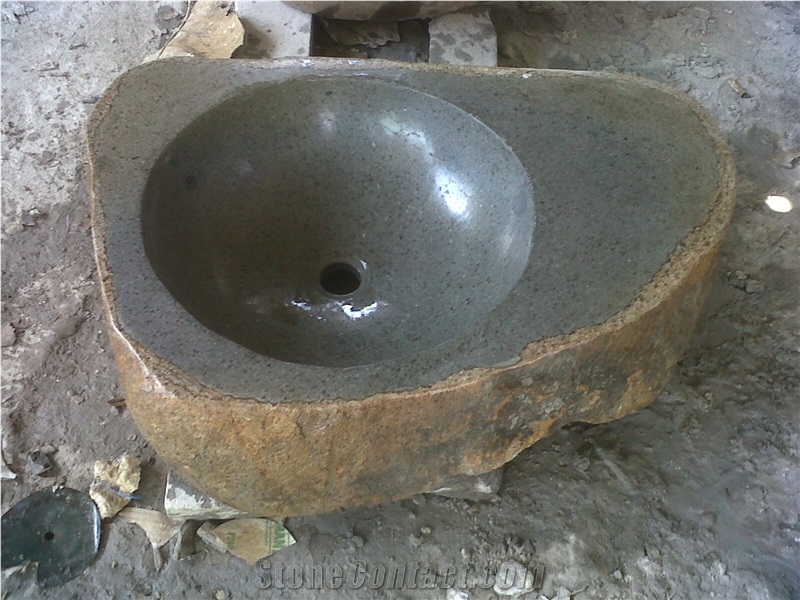 Washbasin Grey River Stone, Sinks & Basins