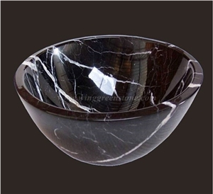 China Black Marquina Marble Sinks & Basins, Natural Black Nero Marquina Vessel Sinks