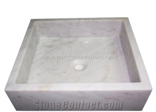 Guangxi White Marble Sink,Round Wash Basin ,Marble Sink,Marble Basin
