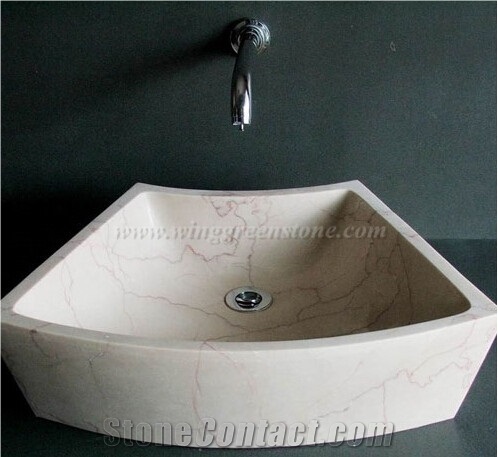 Polished Turkey Rosalia Marble Square Sink for Bathroom, Wash Bowls & Basins