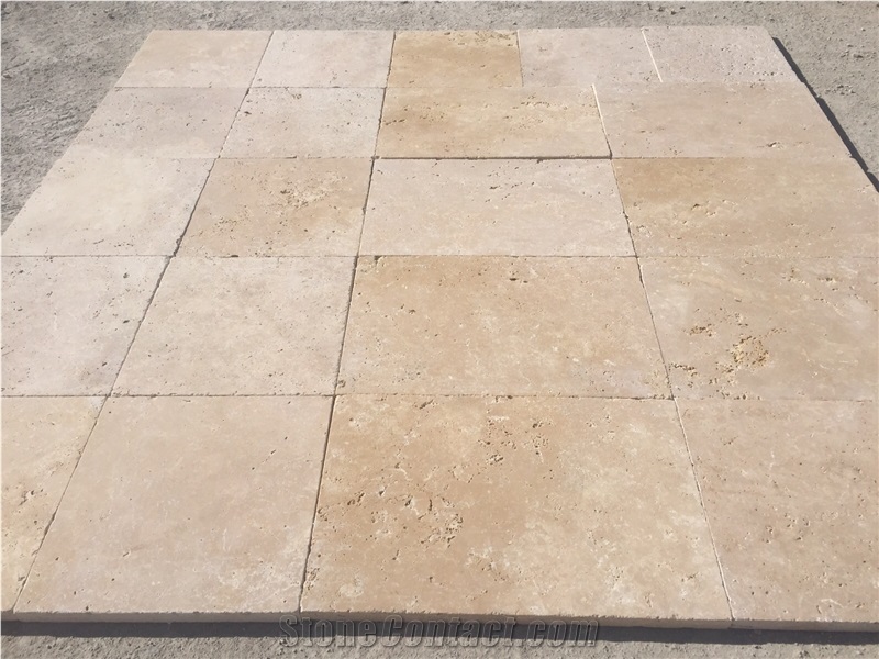 Light Travertine Tumbled Pattern tiles, pavers, beige travetine cube stone, paving sets, floor covering 