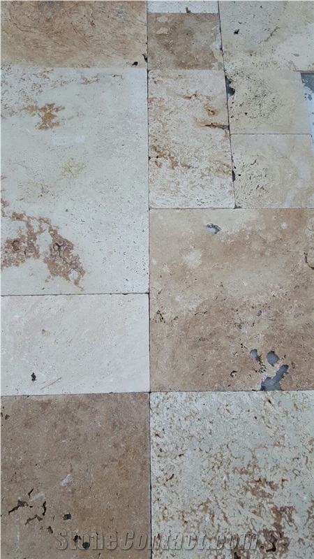 Opus Romain Classic Tumbled Travertine Tiles & Slabs, Denizli Beige Travertine Floor Tiles Pattern