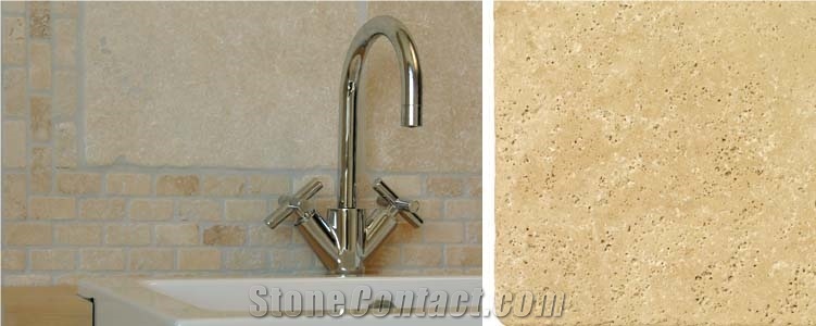Tumbled Travertine Antique Surface, Pillowed Edge Wall Tiles