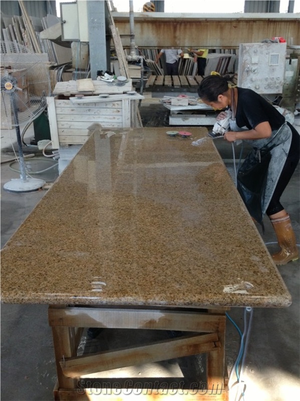 Chinese Yellow Granite Countertops, Polished Kitchen Countertops