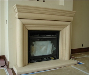 Natural Quarry Cast Cottonwood Limestone Fireplace Surrounds, Beige Limestone Fireplace