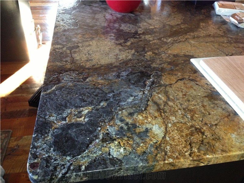 Exotic Black Forest Gold Granite Kitchen Countertops, Black Granite Vanity Tops Brazil