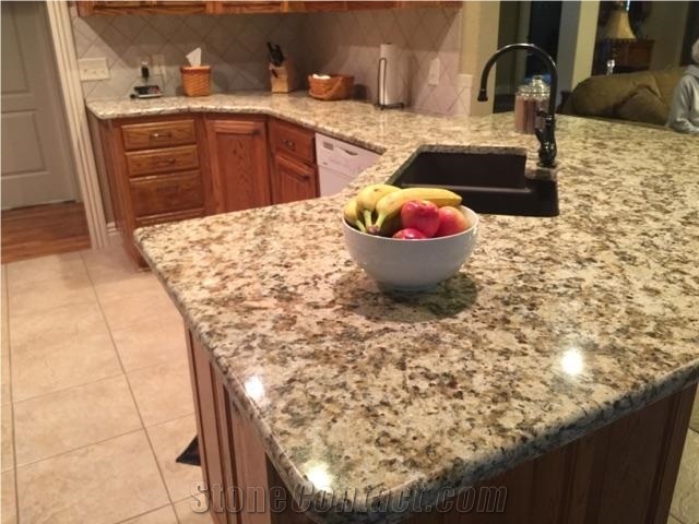 Yellow Granite Kitchen Countertops, Bar Tops, Multicolor Granite Vanity Tops