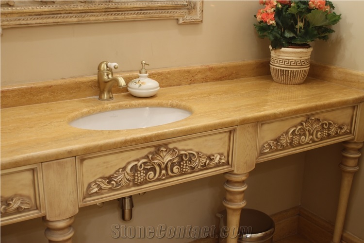 Yellow Travertine Countertops For Bathroom From Russian