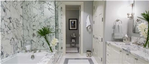 Arabescato Marble Bath Design, Bathroom Renovation