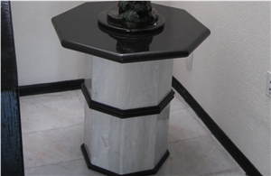 Octagonal Table White Marble Blanco Bego Combined with Absolute Black Granite