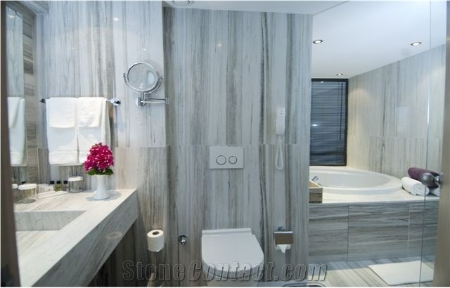 Palisandro Light Vein Cut Marble Bathroom Design