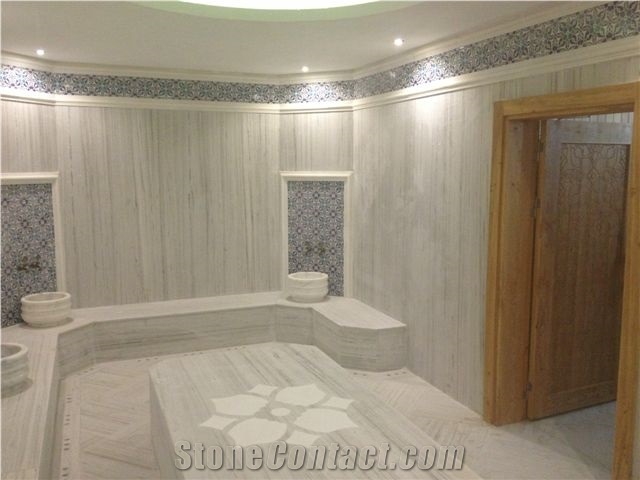 Palisandro Light Vein Cut Marble Bathroom Design