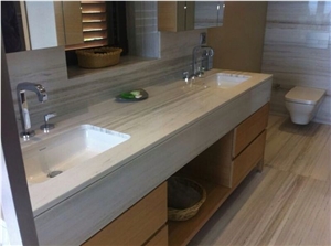 Turkish Palisandro Light Marble Bathroom Vanity Top, White Marble Bathroom Vanity Top