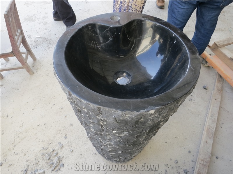 China Black Marble Wash Basin ,Marble Sink