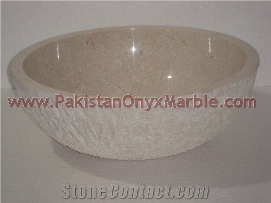 Custom Design Botticna Cream Marble Sinks Basins, Beige Marble Sinks & Basin