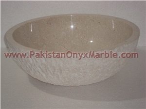 Custom Design Botticna Cream Marble Sinks Basins, Beige Marble Sinks & Basin