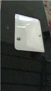 Absolute Black Granite Vanity Tops, Bathroom Tops, Rectangular Sink Hole Cutout Counter Tops