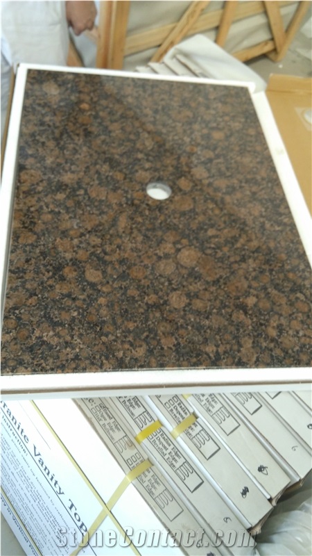 Baltic Brown Granite Vanity Top with Backsplash No Faucet Drilling 2”Diameter Cutout for Vessel Sink Bathroom Tops