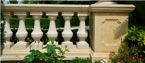 Beige Marble Garden Ornament Palisade, Outdoor Landscaping Stones Pillars, Exterior Decoration Handrail, Galala Beige Marble Garden Ornament
