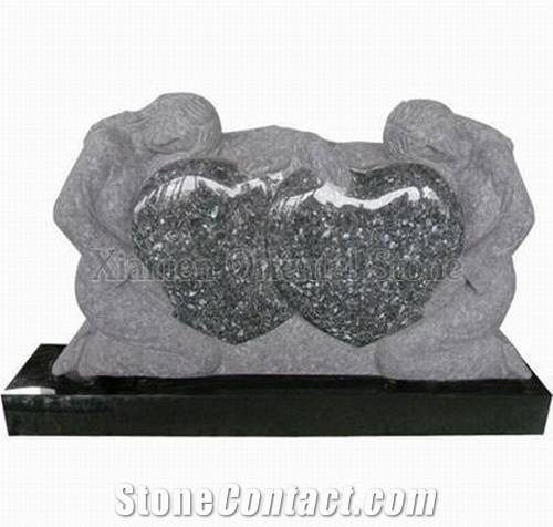 China Bally White Granite Heart Carving Headstones, Cemetery Engraved Tombstones, Western Style Single Monuments, Memorial Stone Gravestones, Custom Tombstone Monument Design