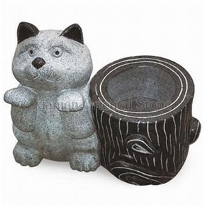 China Black Granite Garden Landscaping Stone Flower Pots, Animal Sculptured Flower Vases, Outdoor Flower Stand, Exterior Planters, Grey Granite Carving Planter Pots