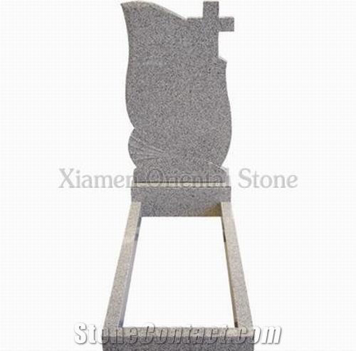 China G603 Granite Cross Carving Tombstones, Russia Style Single Monuments, Cemetery Engraved Headstones, Memorial Gravestone, Custom Tombstone Monument Design