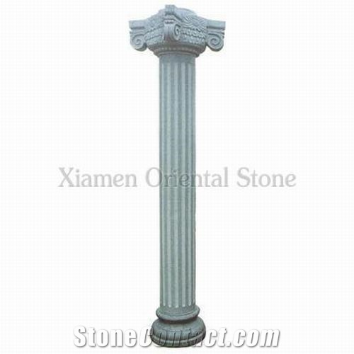 China G603 Grey Granite Ionic Columns, Outdoor Corinthian Columns, Exterior Landscaping Stones Roman Sculptured Columns, Column Bases & Tops