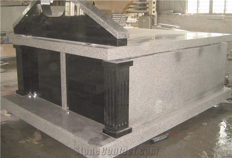 China G603 Grey Granite Mausoleum Design, Shanxi Black Granite Mausoleum Crypts Design