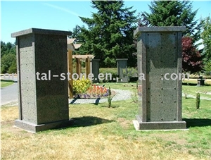 China G603 Grey Granite Natural Bushhammer Surface Cremation Columbarium, Garden Cemetery Mausoleums Crypts Design, Black Granite Niches Columbariums