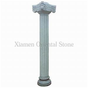 China G603 Grey Granite Roman Sculptured Columns, Outdoor Ionic Columns, Corinthian Columns, Exterior Landscaping Stone Architectural Columns, Column Bases & Tops