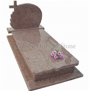 China G683 Granite Cross Carving Cemetery Tombstones, Western Style Monuments, European Style Single Engraved Headstones, Natural Stone Gravestone, Tombstone Monument Design