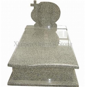 China G744 Granite Cross Carving Single Tombstones, Western Style Monuments, Natural Stone Engraved Headstones, Memorial Gravestone, Custom Tombstone Monument Design