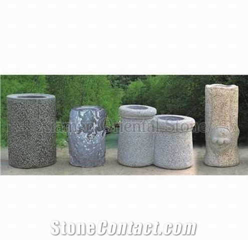 China Granite Garden Landscaping Stones Flower Pots, Outdoor Sculptured Flower Vases, Flower Stand, Exterior Planters, Planter Pots, G603 Grey Granite Exterior Planters