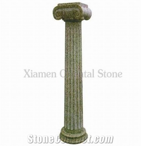 China Granite Ionic Columns, Stone Roman Columns Bases & Tops, Exterior Architectural Column, Exterior Sculptured Columns, G703 Yellow Granite Architectural Columns