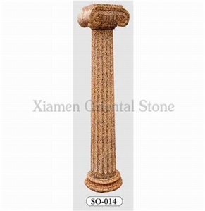 China Granite Outdoor Architectural Ionic Columns, Exterior Building Stone Roman Sculptured Columns, Landscaping Stone Column Bases & Tops