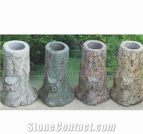 China Granite Outdoor Sculptured Flower Pots, Garden Landscaping Stones Flower Vases, Exterior Planters, Planter Pots, Flower Stand, G682 Yellow Granite Exterior Planters