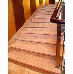 China Granite Outdoor Steps Staircase with Anti-Slide, Indoor Deck Stair, Building Stone Stair Riser, Stair Treads, Peach Blossom Red Granite Stair Treads