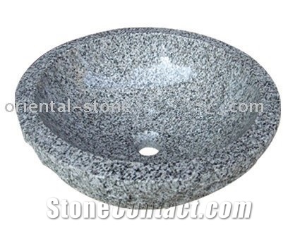 China Grey Granite Bathroom Wash Sinks, Stone Vessel Round Basins, Solid Surface Oval Sinks G603 Granite