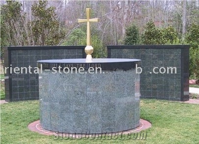 China Grey Granite Cremation Columbarium Project, Cemetery Garden Mausoleum Crypts Design, Black Granite Niches Columbariums