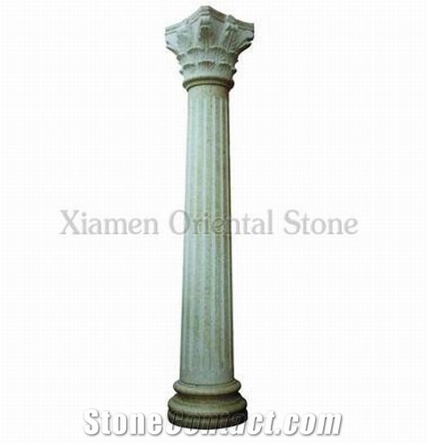 China Grey Granite Roman Sculptured Columns, Exterior Landscaping Stone Corinthian Columns, Architectural Columns, Column Bases & Tops