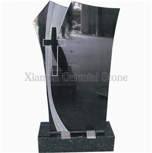 China Polished Shanxi Black Granite Cross Carving Headstones, Cemetery Engraved Tombstones, Western Style Single Monuments, European Memorial Stone Gravestones, Custom Tombstone Monument Design