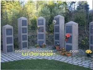 China Red Granite Irregular Style Cremation Columbariums, Garden Outdoor Cemetery Mausoleums Crypts Design, Grey Granite Niches Columbariums Project