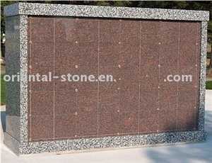 China Red Jinghai Rongchen Granite Cremation Columbarium with Red Stone Niches Urns Columbariums
