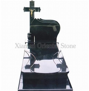 China Shanxi Black Granite Cross Carving European Style Tombstones, Cemetery Engraved Headstones,Western Style Monuments Design, Custom Gravestone with Urn