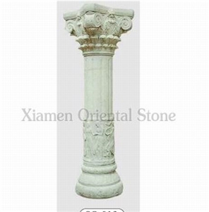 China White Granite Roman Corinthian Columns, Exterior Landscaping Stones Sculptured Columns, Outdoor Building Stones Architectural Columns, Column Bases & Tops