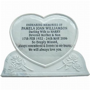 China White Marble Cemetery Heart Carving Headstones Tombstones, Western Style Single Monuments, Engraved Memorial Gravestone, Custom Tombstone Monument Design