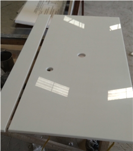 Crystallized Glass White Vanity Tops, Bathroom Tops, Counter Top with Hole Cutout