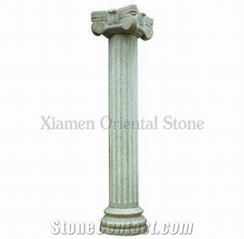 G623 Grey Granite Roman Sculptured Columns, Outdoor Corinthian Columns, Exterior Landscaping Stones Architectural Columns, Column Bases &Tops