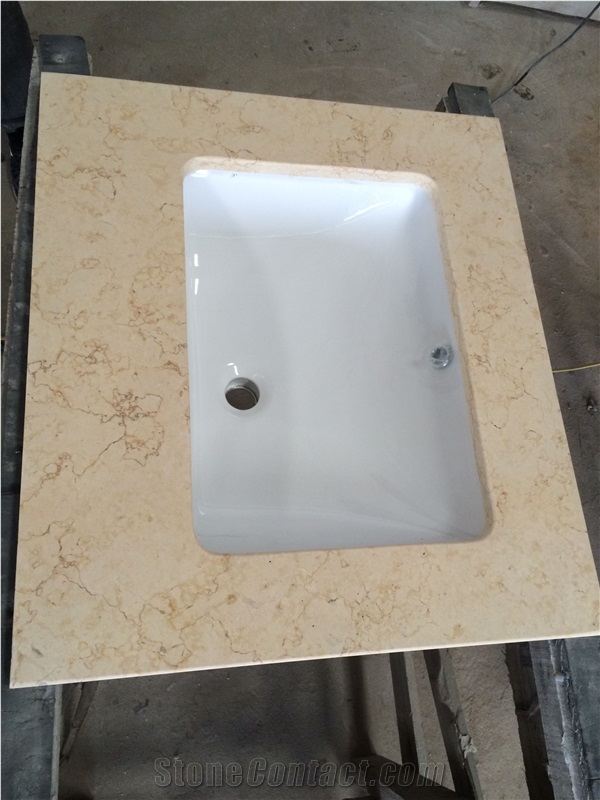 Galala Beige Marble Vanity Tops Bathroom Vanity Tops Beige Marble Bathroom Countertops with Sink Hole Cutout
